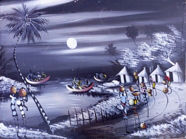 Peinture intitulée "Fishing paradise" par Jafeth Moiane, Œuvre d'art originale, Acrylique