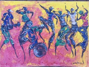 「African village cul…」というタイトルの絵画 Jafeth Moianeによって, オリジナルのアートワーク, アクリル