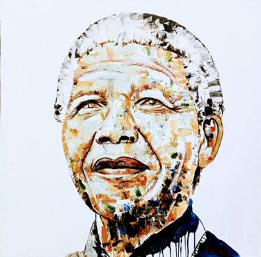 Painting titled "Nelson Mandela, for…" by Jafeth Moiane, Original Artwork, Acrylic