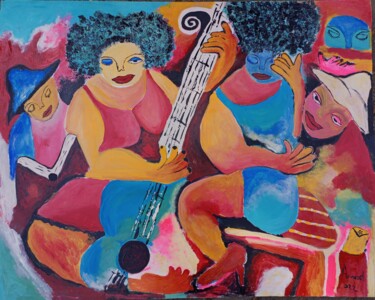 Painting titled "Music and love" by Jafeth Moiane, Original Artwork, Acrylic