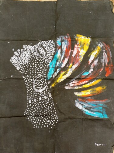Painting titled "African woman vanit…" by Jafeth Moiane, Original Artwork, Wax