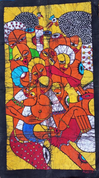 Картина под названием "Family reunion, Chr…" - Jafeth Moiane, Подлинное произведение искусства, Воск