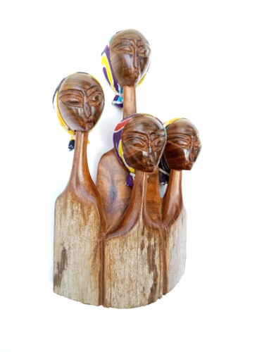 「African women art,…」というタイトルの彫刻 Jafeth Moianeによって, オリジナルのアートワーク, ウッド