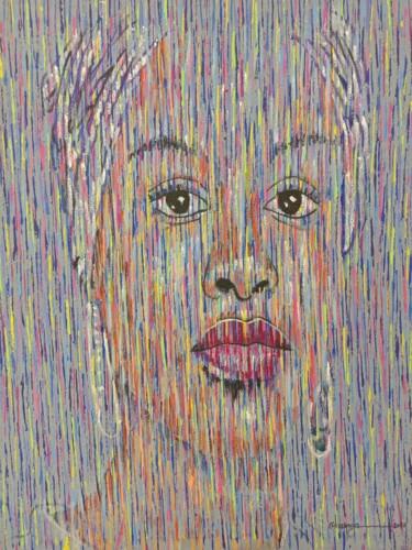 Painting titled "Black woman portrai…" by Jafeth Moiane, Original Artwork, Acrylic