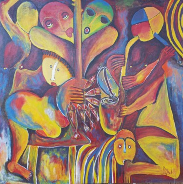 Schilderij getiteld "Music abstract pain…" door Jafeth Moiane, Origineel Kunstwerk, Acryl