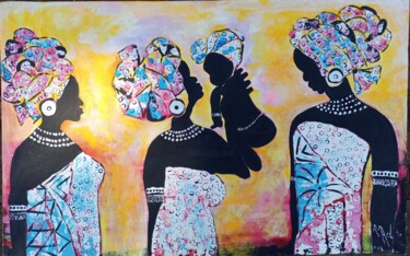 Painting titled "African mother pres…" by Jafeth Moiane, Original Artwork, Acrylic