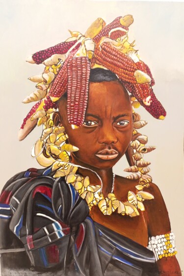 Peinture intitulée "Empowering Farmer,…" par Jafeth Moiane, Œuvre d'art originale, Acrylique