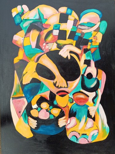 Malarstwo zatytułowany „Hold my hand painti…” autorstwa Jafeth Moiane, Oryginalna praca, Akryl