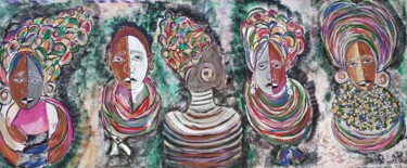 Painting titled "Hair salon beauties…" by Jafeth Moiane, Original Artwork, Acrylic