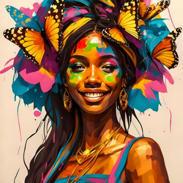 Artes digitais intitulada "Beautiful Afro woma…" por Jafeth Moiane, Obras de arte originais, Pintura digital