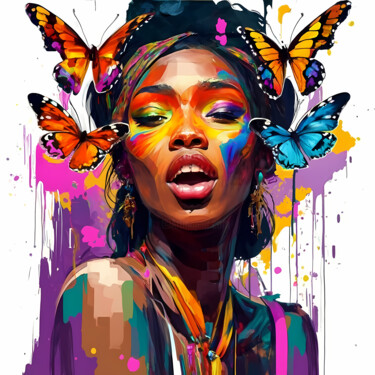 Цифровое искусство под названием "Afro woman beauty,…" - Jafeth Moiane, Подлинное произведение искусства, Цифровая живопись