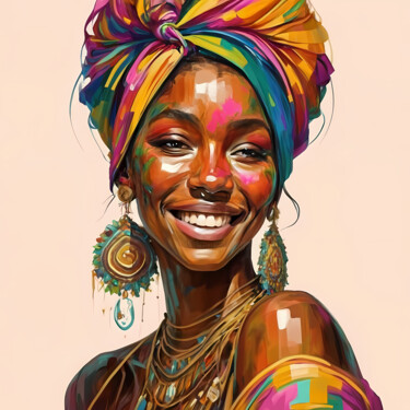 Arte digital titulada "Black woman beauty,…" por Jafeth Moiane, Obra de arte original, Pintura Digital