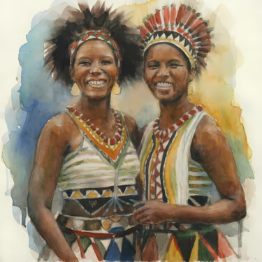 Цифровое искусство под названием "Zulu traditional yo…" - Jafeth Moiane, Подлинное произведение искусства, Цифровая живопись