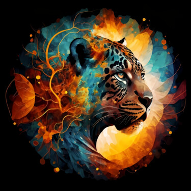 Digital Arts titled "The leopard world,…" by Jafeth Moiane, Original Artwork, Digital Painting