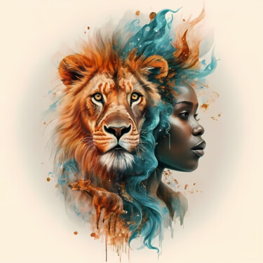 Digitale Kunst mit dem Titel "African queen and t…" von Jafeth Moiane, Original-Kunstwerk, Digitale Malerei