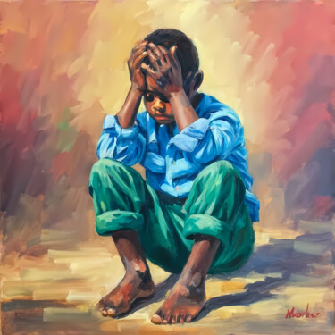 Pintura intitulada "The barefoot boy, M…" por Jafeth Moiane, Obras de arte originais, Acrílico