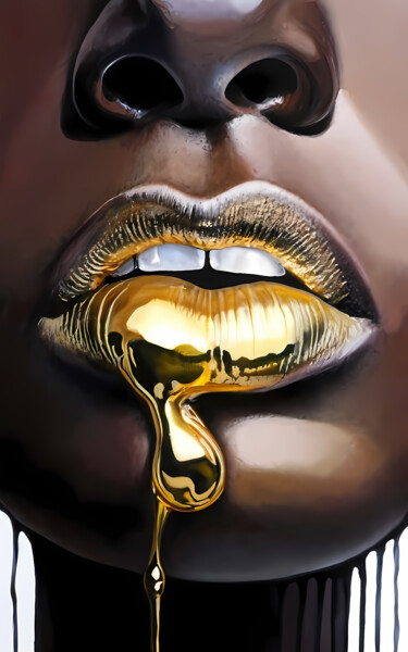 Картина под названием "Golden elegance: Es…" - Jafeth Moiane, Подлинное произведение искусства, Акрил