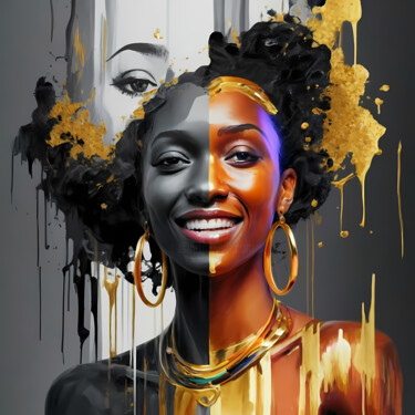 Digital Arts titled "Elegance of the Afr…" by Jafeth Moiane, Original Artwork, Digital Painting