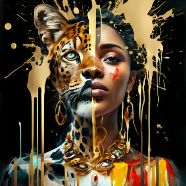 Arte digitale intitolato "Queen of contrast:…" da Jafeth Moiane, Opera d'arte originale, Pittura digitale