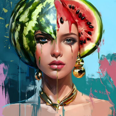 Digital Arts titled "Melon Muse: A divid…" by Jafeth Moiane, Original Artwork, Digital Painting