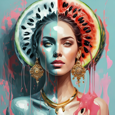 Digitale Kunst mit dem Titel "Melon Muse: Dichoto…" von Jafeth Moiane, Original-Kunstwerk, Digitale Malerei