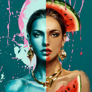 Arts numériques intitulée "Melon muse elegance…" par Jafeth Moiane, Œuvre d'art originale, Peinture numérique