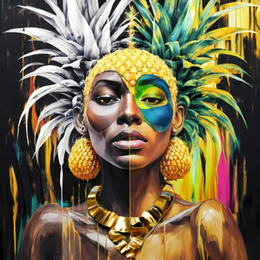 Digitale Kunst mit dem Titel "Pineapple Queen, Co…" von Jafeth Moiane, Original-Kunstwerk, Digitale Malerei