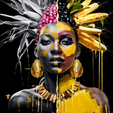Digital Arts titled "Maize Queen: A Spli…" by Jafeth Moiane, Original Artwork, Digital Painting