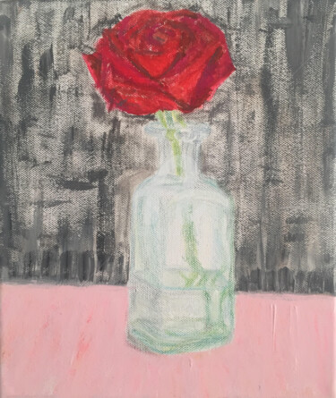 Malerei mit dem Titel "Rose im Glas" von Mikur, Original-Kunstwerk