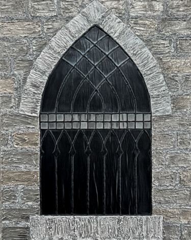 Painting titled "Gothic View" by Mk Long, Original Artwork, Acrylic Mounted on Wood Stretcher frame