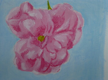 Painting titled "fleur rose sur fond…" by Ml Dumarais, Original Artwork