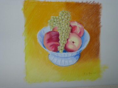 Painting titled "coupe de fruits" by Ml Dumarais, Original Artwork, Pastel