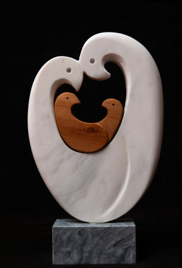 Sculpture titled "Bird family-2" by Mladen Milanov, Original Artwork, Stone