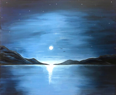 Картина под названием "Nuit solaire" - Mlefevre, Подлинное произведение искусства, Акрил Установлен на Деревянная рама для н…
