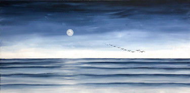 Painting titled "To the moon and back" by Mlefevre, Original Artwork, Acrylic Mounted on Wood Stretcher frame