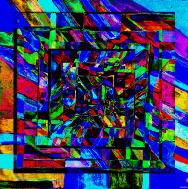 Digital Arts titled "EMPREINTE 64" by Mlgtra, Original Artwork, 2D Digital Work Mounted on Wood Stretcher frame