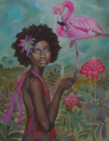 Pintura intitulada "La vie en rose" por Mlle Saeki, Obras de arte originais, Acrílico