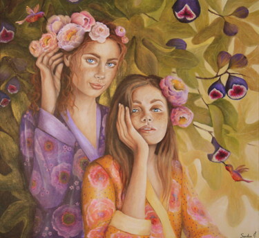 Pintura intitulada "Réveil à la Béate" por Mlle Saeki, Obras de arte originais, Acrílico