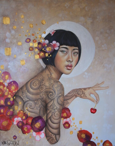 Pittura intitolato "Le bonbon" da Mlle Saeki, Opera d'arte originale, Olio
