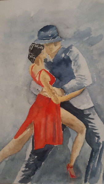 Painting titled "A Ritmo di Tango" by Maria Luisa Stefanini, Original Artwork, Watercolor