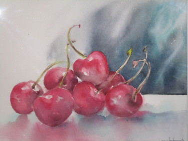 Painting titled "As cerejas" by Maria Lurdes Couto, Original Artwork, Watercolor