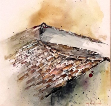 Painting titled ""Old roof"" by Maria Lurdes Couto, Original Artwork, Watercolor