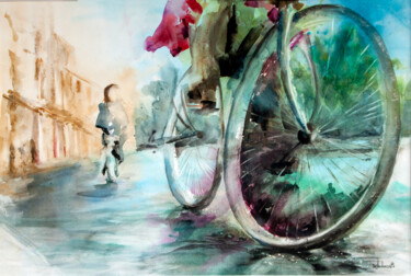 Painting titled "Cicla" by Maria Lurdes Couto, Original Artwork, Watercolor