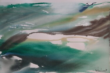 Painting titled "Horizonte" by Maria Lurdes Couto, Original Artwork, Watercolor