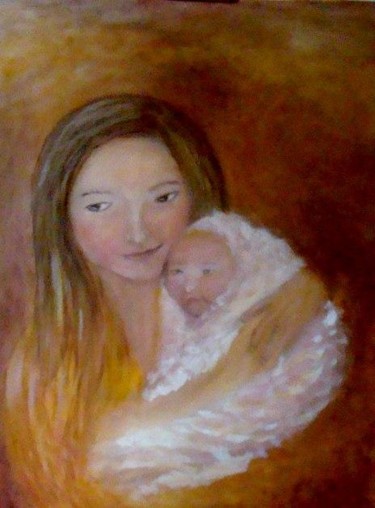 Pintura intitulada "Amor de Mãe" por Lurdes Feio Soares Pereira, Obras de arte originais