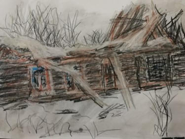 图画 标题为“Деревня” 由Margarita Makarova, 原创艺术品, 木炭