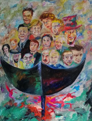Картина под названием "В зонтике" - Margarita Makarova, Подлинное произведение искусства, Масло