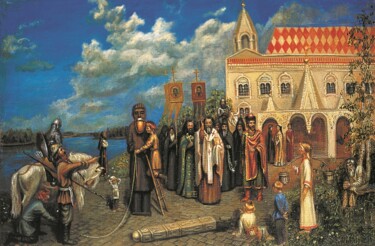 Painting titled "baptism of Kyiv" by Margarita Makarova, Original Artwork, Oil