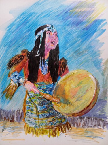 Рисунок под названием "Дочь шамана" - Margarita Makarova, Подлинное произведение искусства, Чернила