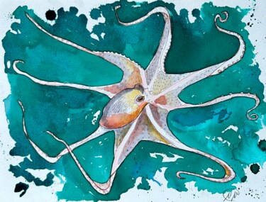 Painting titled "Octopus" by Marina Marinopoulos, Original Artwork, Ink